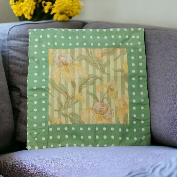 April Cornell Throw Pillow Cover Square Shabby Chic Cottagecore Garden Party Vtg - Picture 1 of 16